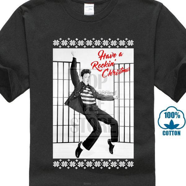 

elvis presley have a rockin xmas menblack t shirt