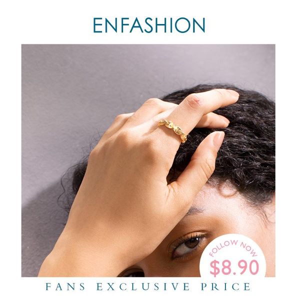 

enfashion punk geometric hollow rings for women gold color stainless steel finger ring fashion jewelry dropshipping r194028, Golden;silver