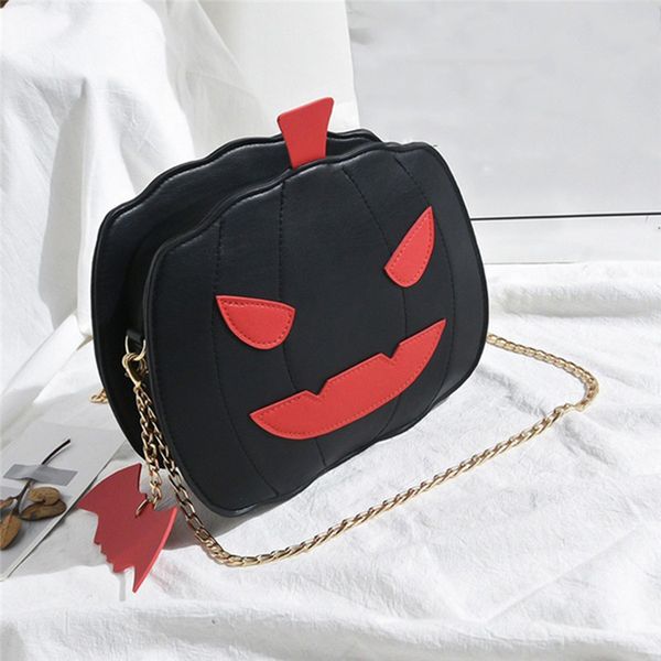 

cartoon cute pumpkin shoulder crossbody bag pu leather women halloween small chain messenger bags sac a dos bolsas feminina
