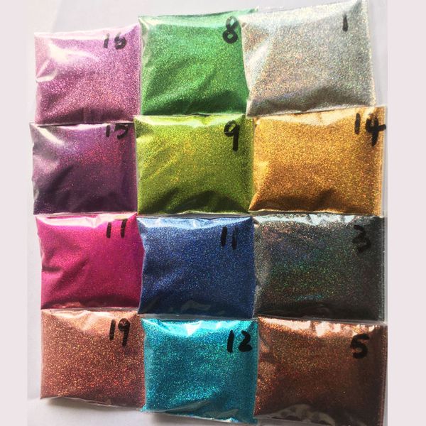 

21pcs holographic glitter nail powder pigment laser dust sugar nail glitter sequins diy manicure polish art decorations, Silver;gold