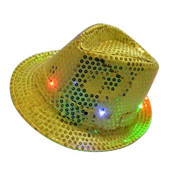 

halloween luminous accessories stylish bar disco prop sequins pgraph dance women jazz hat with led light party, Blue;gray