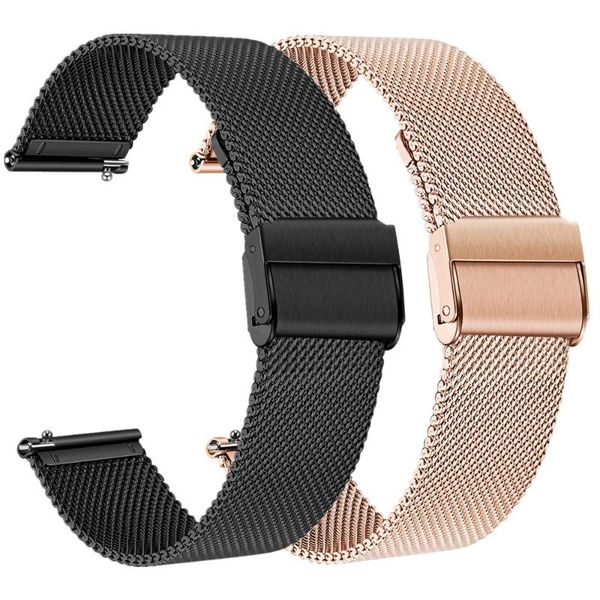 

watch bands 18mm 20mm 22mm quick release mesh strap for samsung active2 40mm 44mm band matal bracelet huawei gt2/ticwatch pro 2021, Black;brown