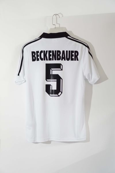 

1980 german home beckenbauer vintage soccer jersey, Black;yellow