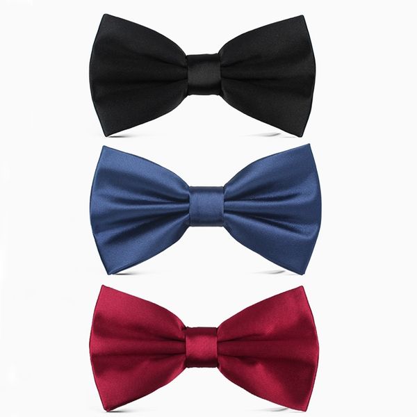 

2020 brand new fashion men's bow ties double fabric solid color bowtie banquet wedding bridegroom butterfly tie with gift box, Black;gray