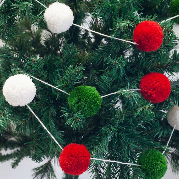 

Wedding Party Home Christmas Tree Ball Garland Holiday Craft Festival Woolen Yarn Hanging String Pendant Baby Shower Wall Decor
