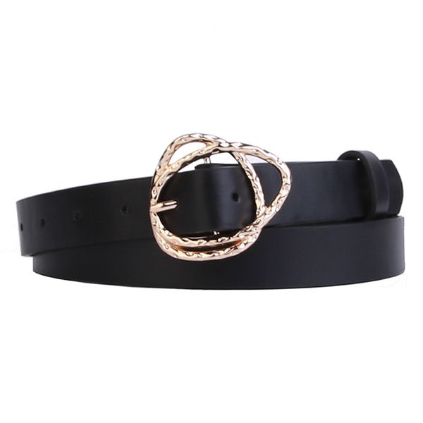 

New Fashion All-match Decorative Pin Buckle Leather Belt Personality European and American Style Irregular Buckle Slender Belt Cross-Border