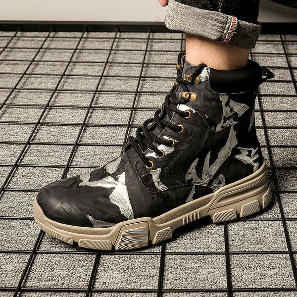 

brand ankle boots sneakers men casual shoes winter warm short plush footwear waterproof pu leather ankle snow boots, Black