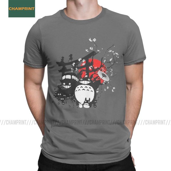

miyazaki anime totoro t-shirt for men japan manga my neighbor ghibli spirit susuwatari pure cotton tees short sleeve t shirts