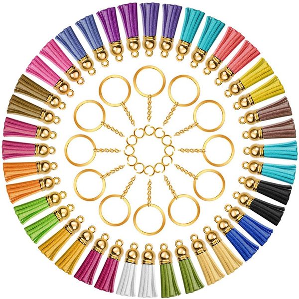 

150 revolving hooks with key rings and fringes are suitable for key chains, pendants, diy accessories, handicrafts, Silver
