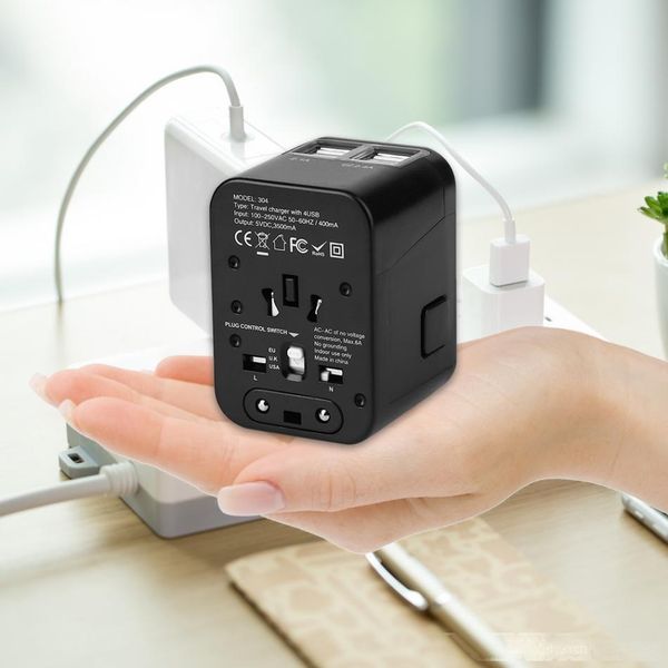

vife all in one universal plug adapter travel charger adapter for us uk eu au plug with 4 usb 100-250v ing
