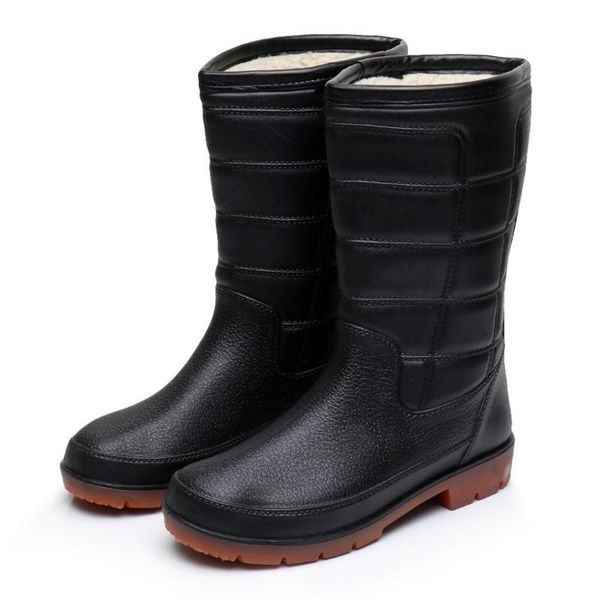 

мужской обуви моды сапоги мужчины zapatos де hombre short tube non-slip водонепроницаемые ботинки дождя сапоги плюшевые теплая рыбалка, Black