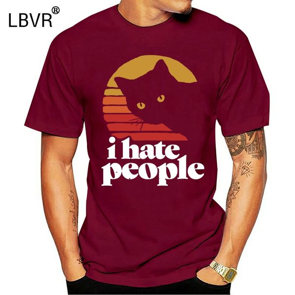 

i hate people funny vintage style cat retro distressed t-shirt