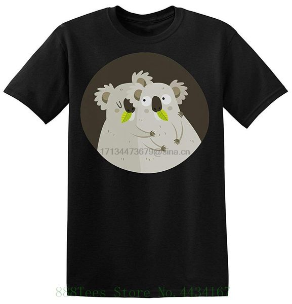 

два сладкий любить коалы обниматься мужчины майка tshirt o-образным вырезом летняя мода личности мужчин футболки