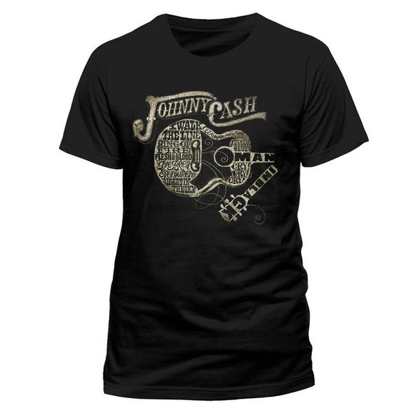 

johnny cash guitar text official tee t-shirt mens unisex