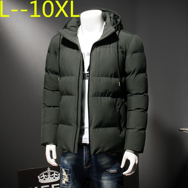 

plus 10xl 8xl 6xl 5xl 4x 2020 winter jacket men thick warm solid color men's coat hat detachable necessary coat black army green