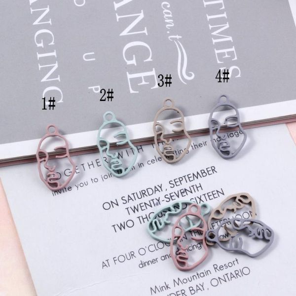 

charms 10pcs/lot arrival 13*23mm rubber lacquer hollow face connector diy jewelry findings earrings accessories wholesale, Bronze;silver