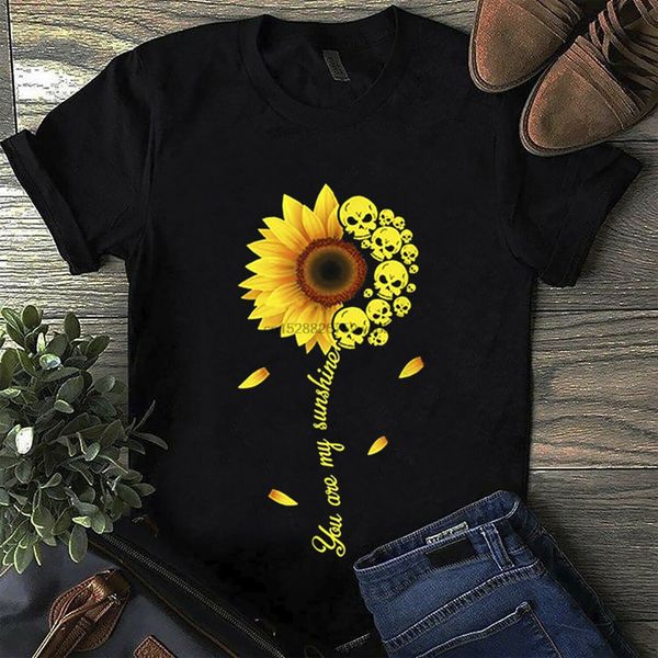 

skull sunflower you are my sunshine t shirt black cotton men s 4xl us supplier