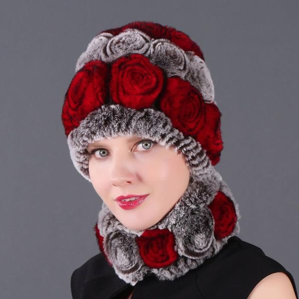 

beanie/skull caps rex rose hat scarf set two-piece, Blue;gray