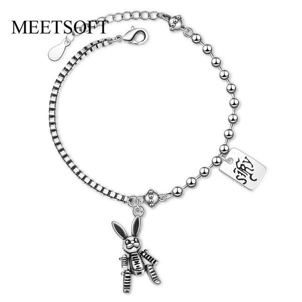 

meetsoft fashion silver color accessories trendy bracelets for women simple retro little toy popular jewelry gift, Black