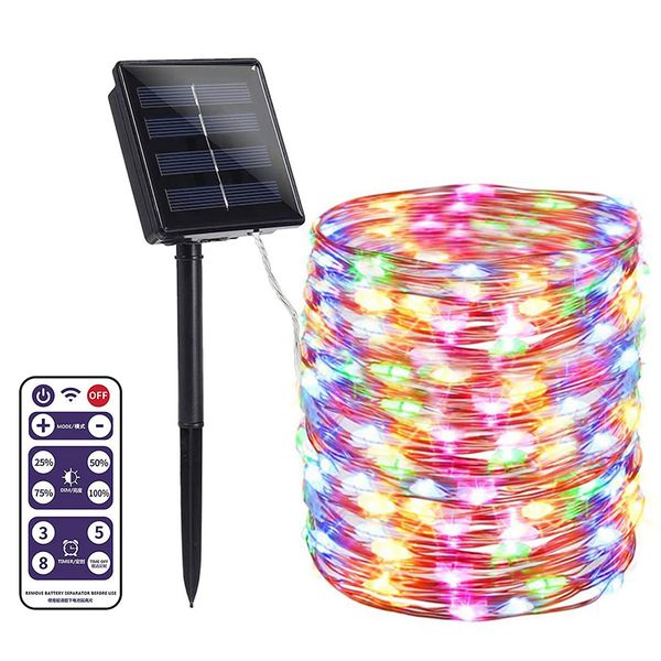 

led solar strings light with remote,upgraded 100 leds solared fairy lights copper wire decorative lighting 40ft waterproof indoor outdoo