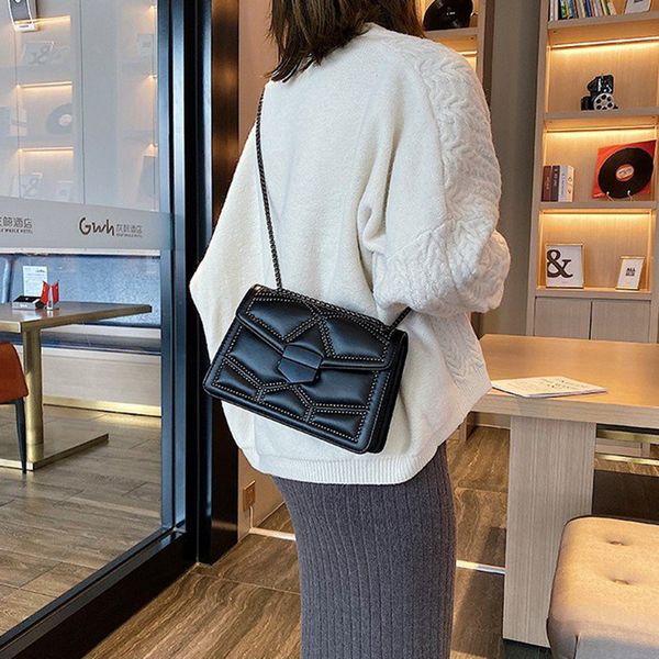 

litthing new rivet chain small crossbody bags for women shoulder bags messenger bag femme lady luxury handbags spring women