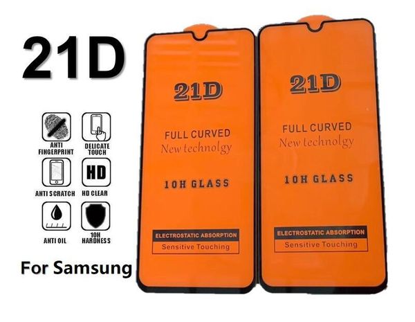

21d10h full curved clear tempered glass screen protector guard for samsung galaxy s10 e a10 a20 a30 a40s a50s a60s a71 a91 m10 m20 m50