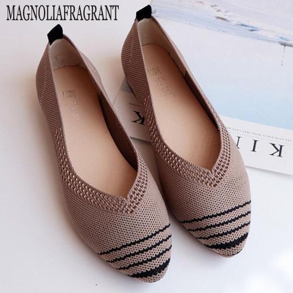 

new female pointy ballet slip-on loafers soft sole knitted pregnant moccasins women boat shoes casual flats women shoes hy752, Black