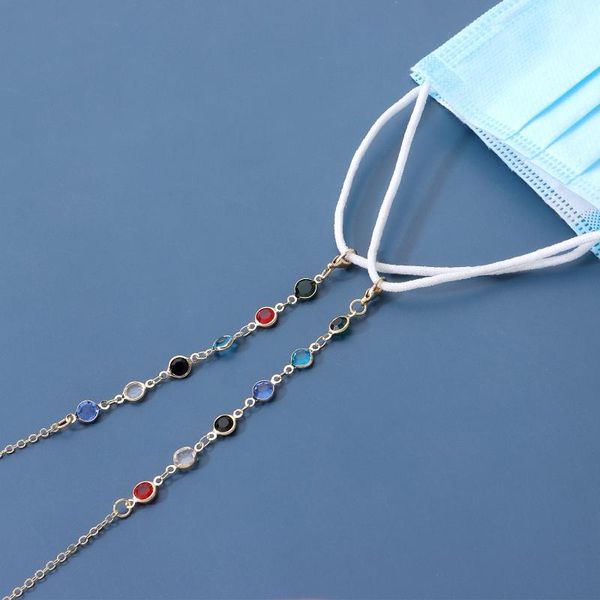 

2020 chic colorful crystal gold color mask chain luxury mask lanyard fashion glasses chain holder women glasses accessories, Silver