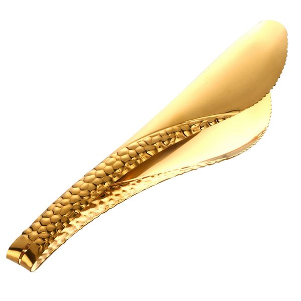 

premium stainless steel tong long easy grip tongs 20.6x1.9cm black gold