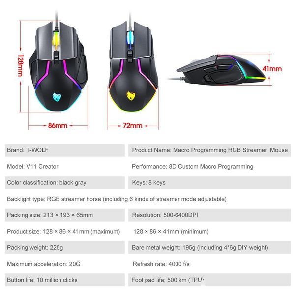 

gaming mouse gamer 7 button 6000dpi wired ergonomic mouse led mause computer mouse silent usb pc mice with backlight for laptop
