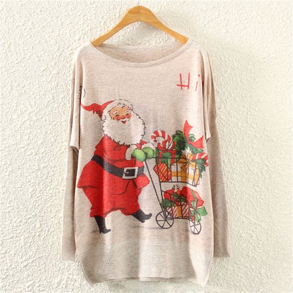 

xmas ugly santa's gift women's sweaters vintage knitted casual loose oversize autumn jumpers 2020 pullovers female coat, White;black