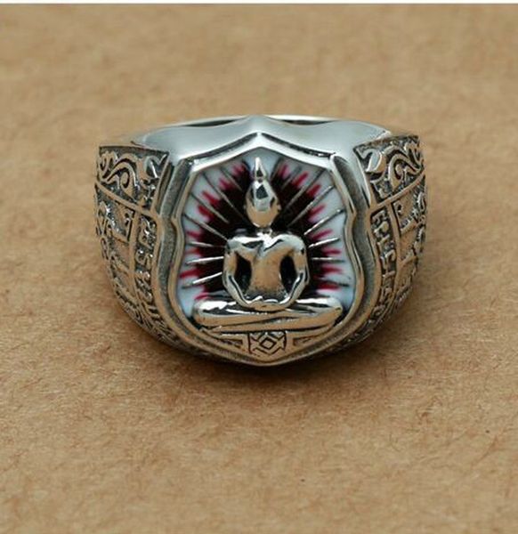 

925 sterling silver jewelry thai carved buddha vintage men's ring