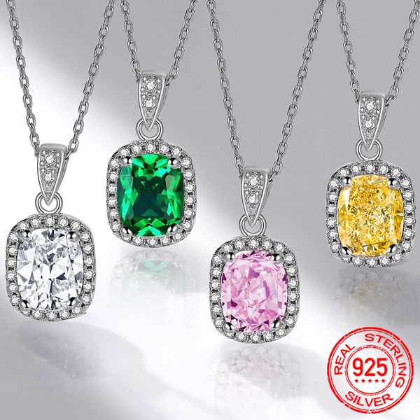 

100% 925 sterling silver necklace pendant necklace shiny cubic zircon female wedding fine jewelry party girls gift x023