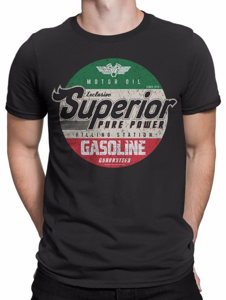 

t-shirt uomo gasoline superior pure power - maglietta 100% cotone - nero(2