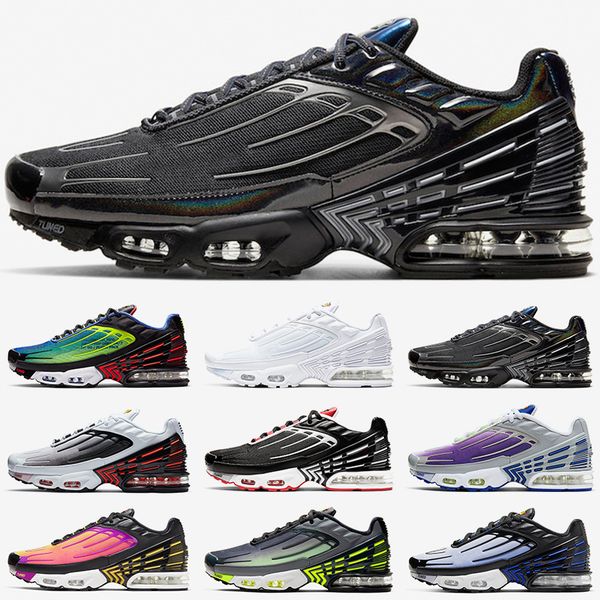 

tn plus 3 мужчины женщины кроссовки tuned тренеров тройной белый черный закат неон hyper синий фиолетовый мужские виды спорта кроссовки разм, White;red