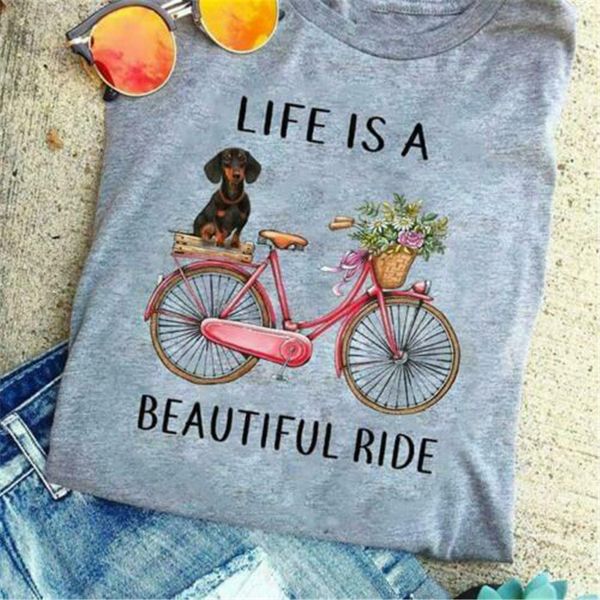 

dachshund life is a beautiful ride ladies t-shirt sport grey cotton s-3xl style tee shirt