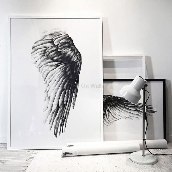 

angel wings poster scandinavian canvas painting for living room wall picture black white print nordic art home decor
