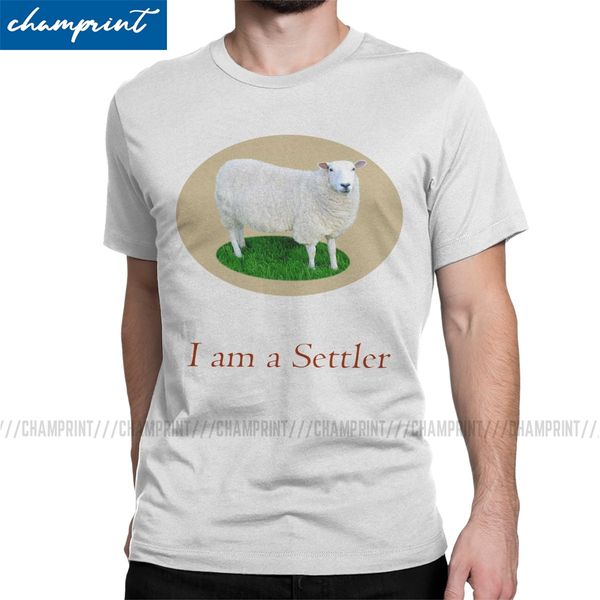 

овцы мужчины t shirt поселенцы катан игры досуг тройники с коротким рукавом o шеи футболку хлопок оригинальные tops