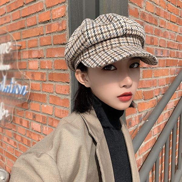 

beanie/skull caps women's autumn and winter korean-style all-match british painter cap japanese-style sboy beret retro hat fashion, Blue;gray