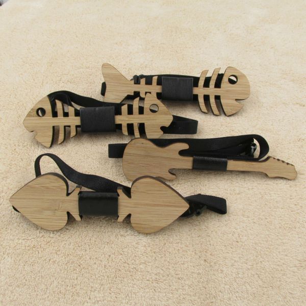 

fishbone guitar heart wooden bow tie for men classic bowties neckwear handmade butterfly, Blue;purple