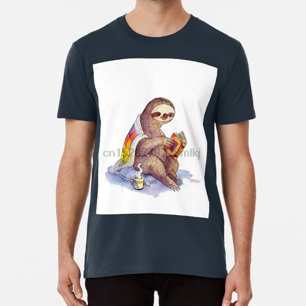 

cozy sloth t shirt sloth animals cute animals winter reading books watercolor cute tea coffee