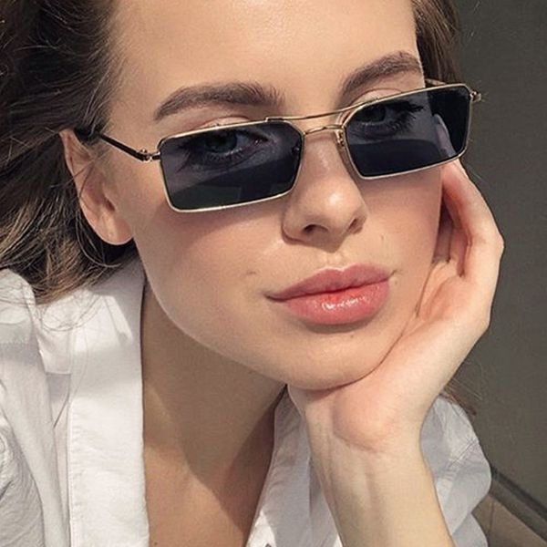

sunglasses women 2021 small square alloy metal frame clear double bridge designer vintage men sun glasses, White;black