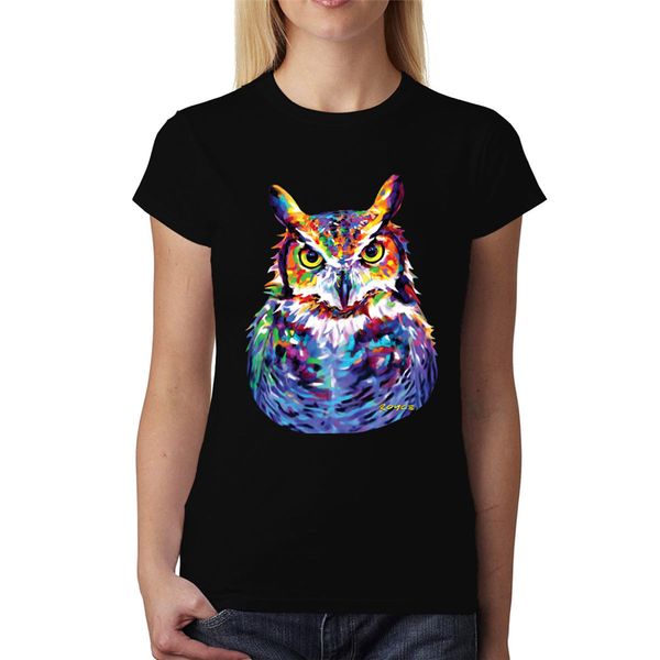 

большая рогатая сова женщин t - shirt s - 6xl забавный дизайн tee shirt