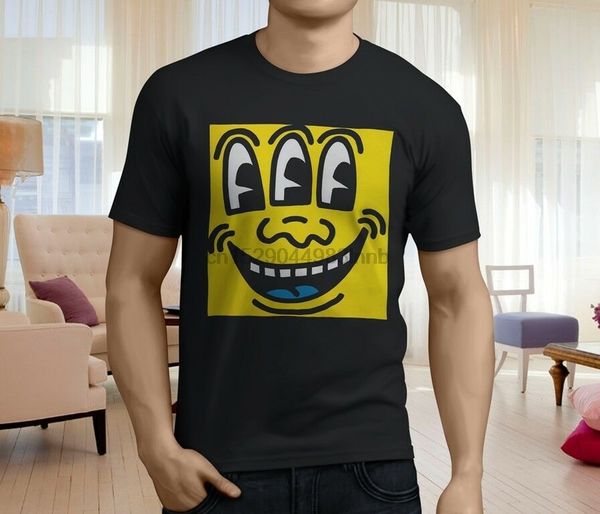 

new face haring american artist mens black t-shirt size s-3xl