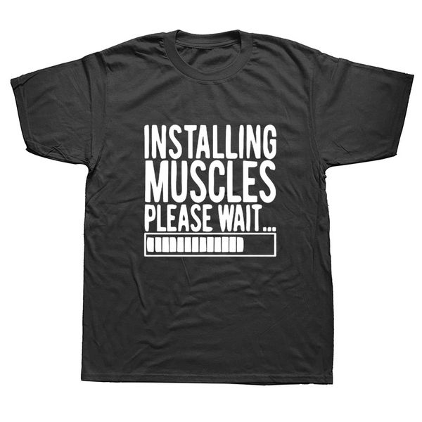 

новый летний стиль установка мышца пожалуйста, подождите funny напечатанного mens slogan рождения tshirt футболочку