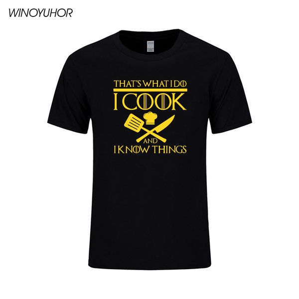 

new summer style i cook and i know things chef t-shirt funny gift t shirt men casual short sleeve tees camisetas