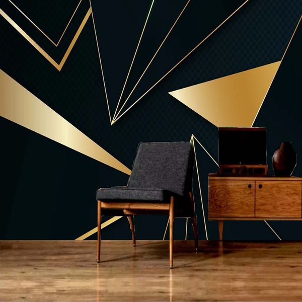 

custom mural modern design golden abstract geometric tv background wall painting wallpapers for living room bedroom home decor