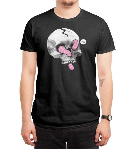 

new men casual printed t shirt worm food short sleeve t-shirts tee