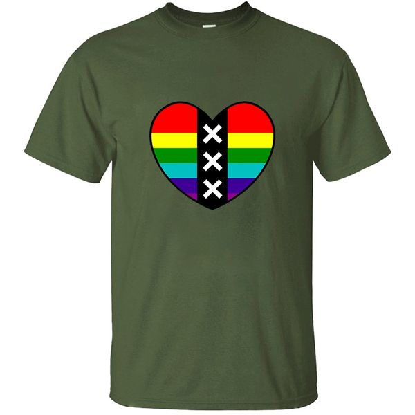 

comic gay pride heart with amsterdam logo t-shirt for men famous printing boy girl tshirts 2020 tee shirt short sleeve