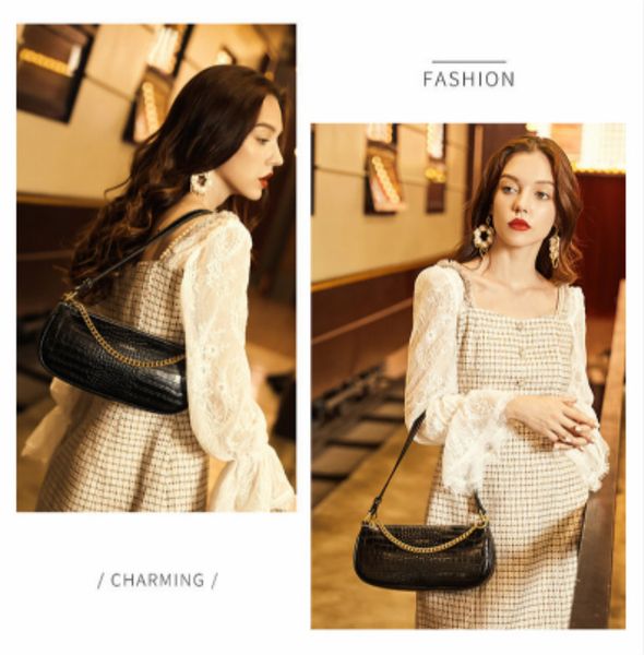 

2020 women handbag shoulder underarm bag new fashion female retro fashion wild crocodile pattern messenger baguette vintage retro